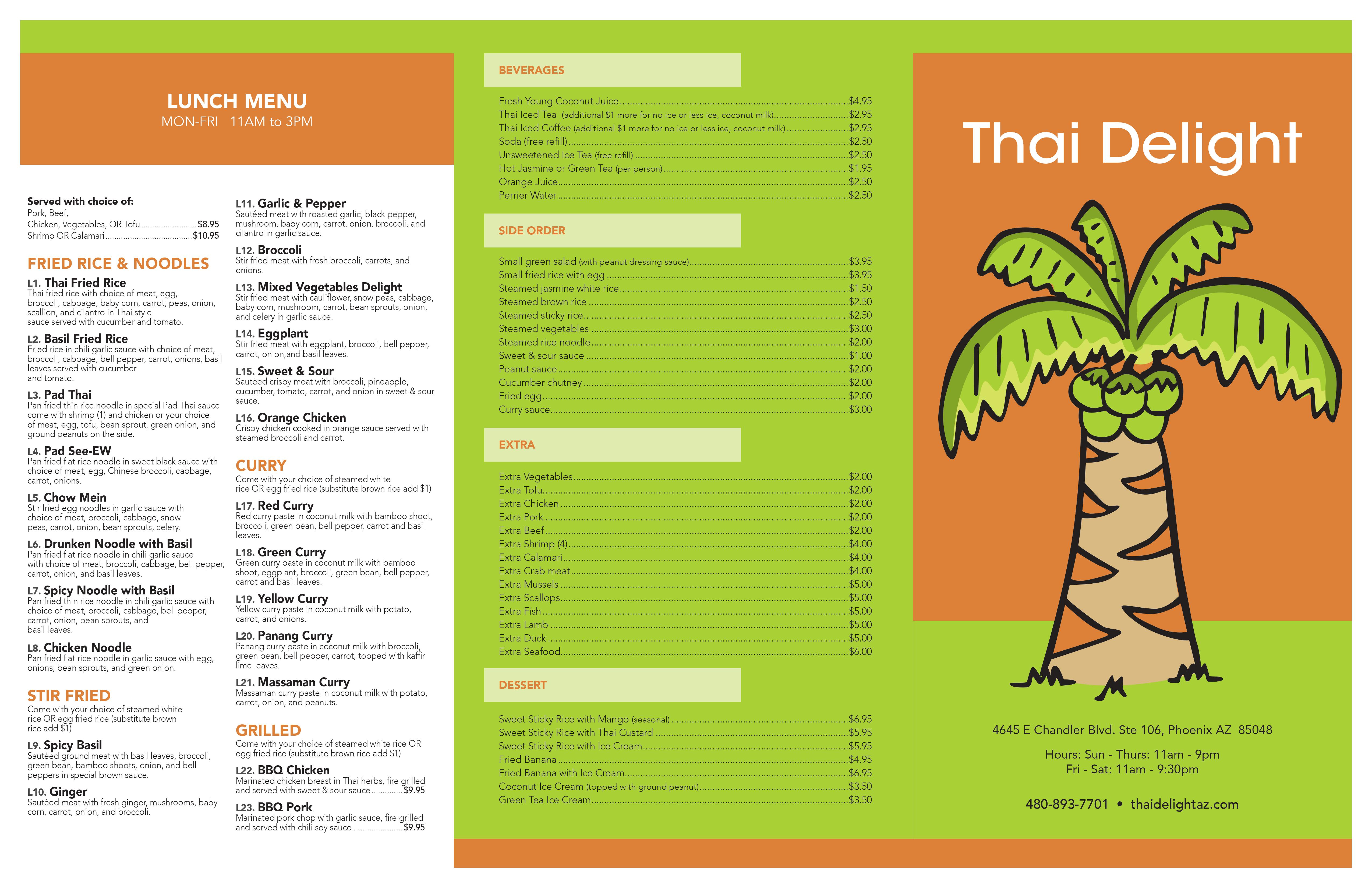 Menu Thai Delight